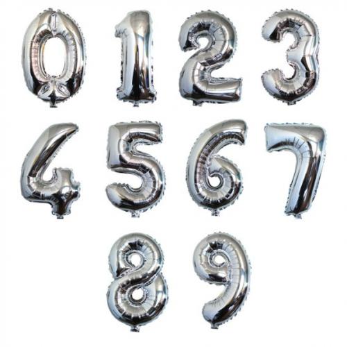 Ballon chiffre aluminium argenté air hélium anniversaire