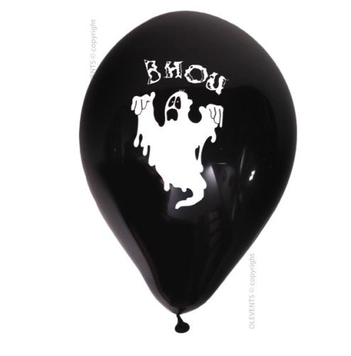 Ballon fantôme noir avec motif blanc brillant pour décoration Halloween