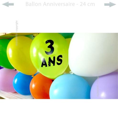 Ballon anniversaire chiffre 3 ans gonflable air hélium