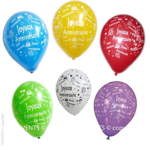 Ballon joyeux anniversaire multicolores gonflable air hélium